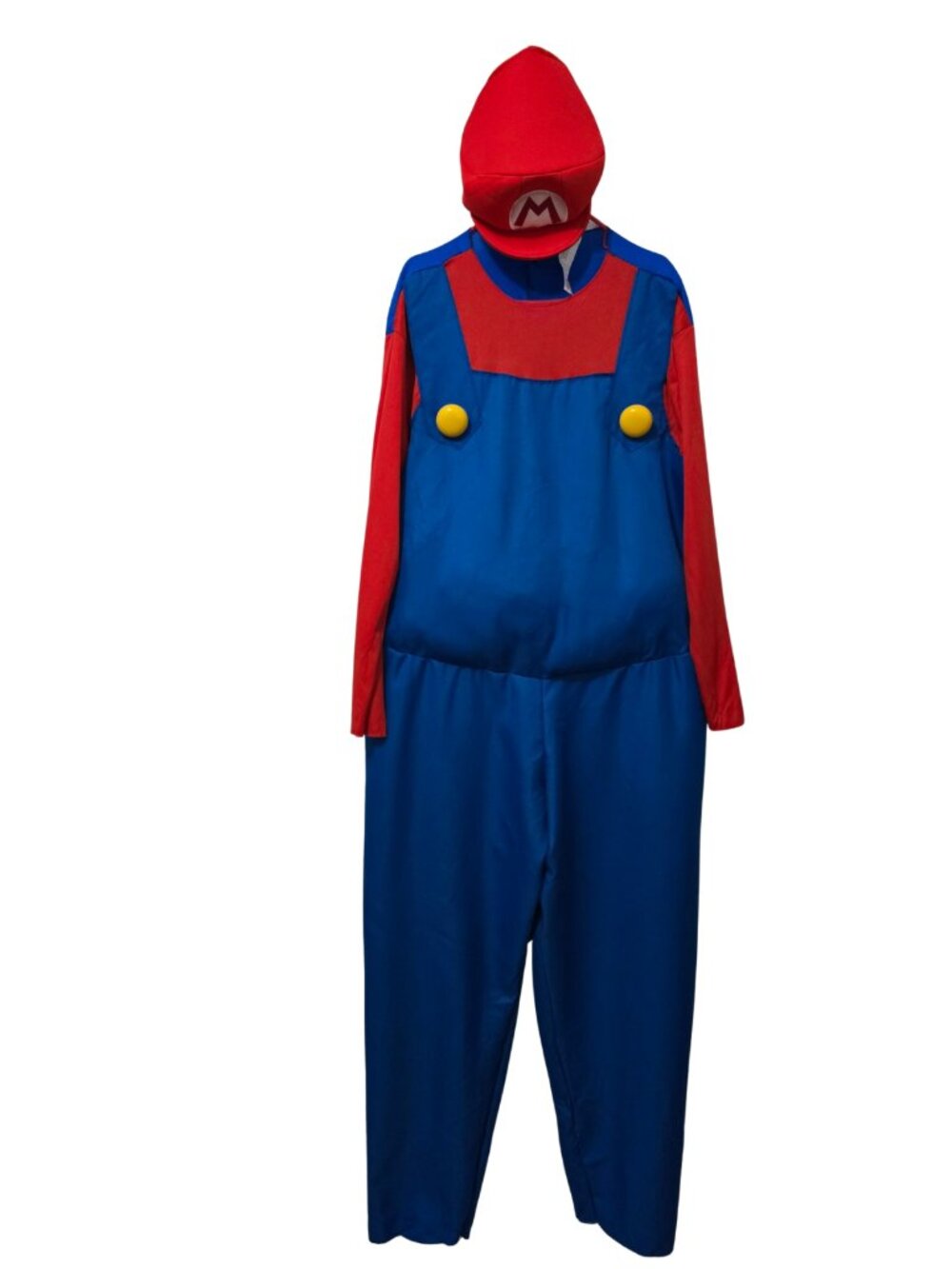 Adult Mario Costume of Mario Brothers One Piece Outfit & Hat OSFM